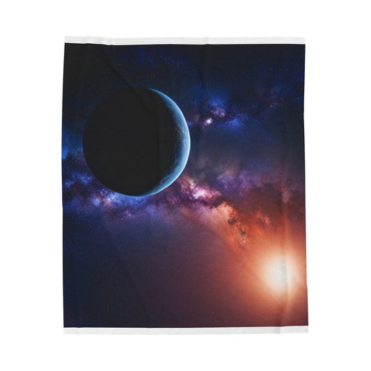 Space Themed Velveteen Plush Blanket