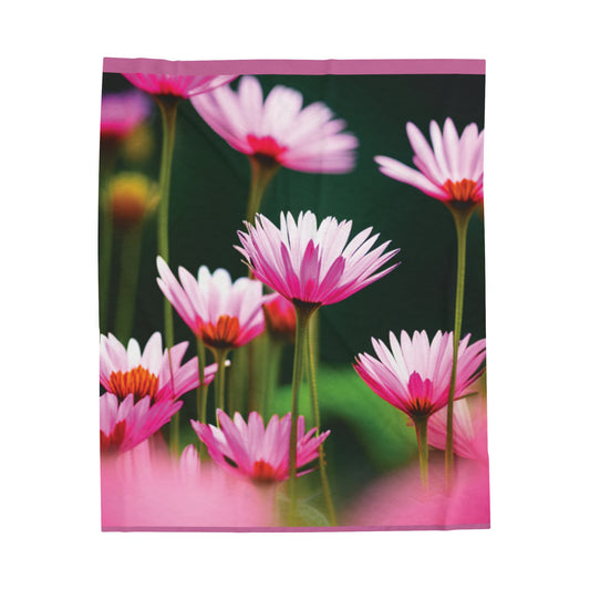Pink Flower Velveteen Plush Blanket