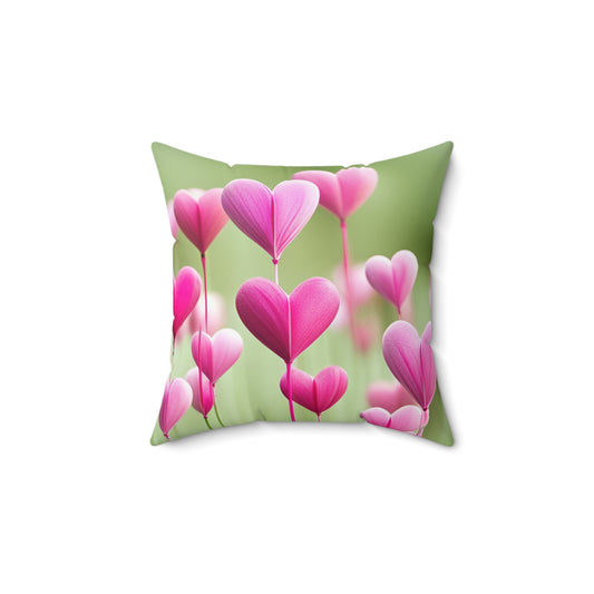 Pink Heart Spun Polyester Square Pillow