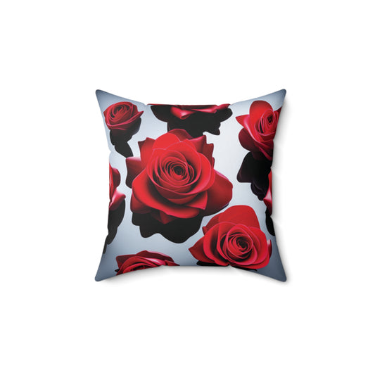 Red Rose Spun Polyester Square Pillow
