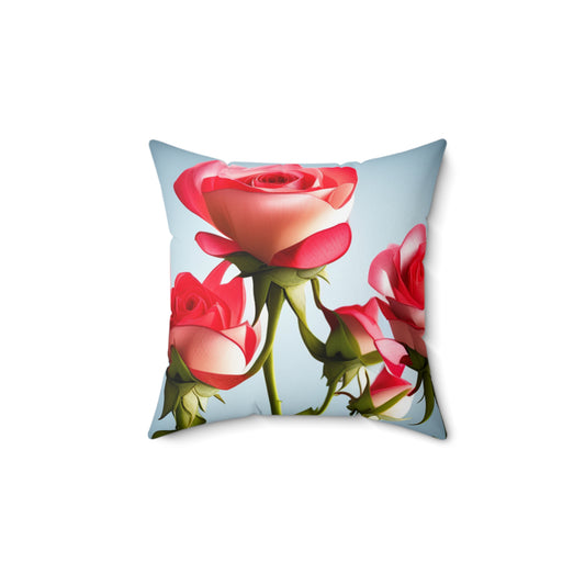 Pink Rose Spun Polyester Square Pillow