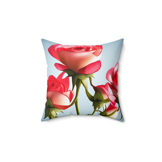 Pink Rose Spun Polyester Square Pillow